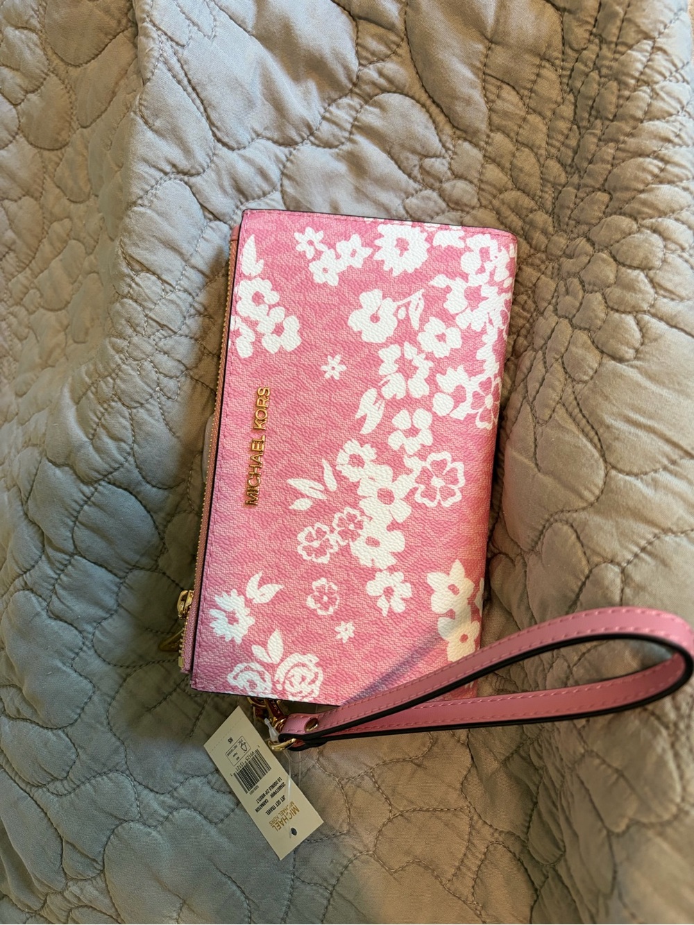 Michael Kors Pink & White Floral Wristlet